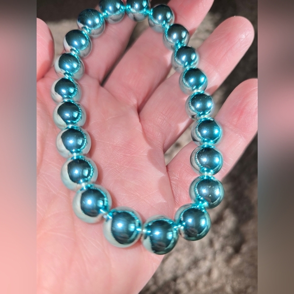 10mm Premium Blue Hematite Bracelet - Picture 1 of 7
